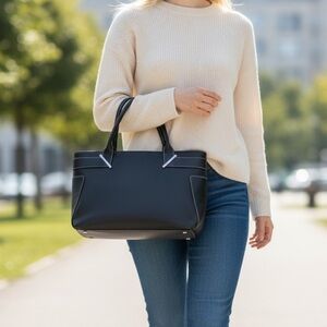 Gucci Rare Black Leather Bag with Silvertone Accents